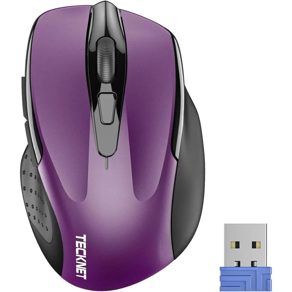 TECKNET Ergonomic 2.4G Wireless Mouse 2600 DPI 6-Button Computer PC Laptop Purpl